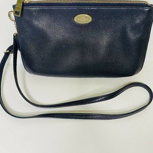 Coach Lyla Crossbody in Navy Blue Pebble Leather Double Gusset Zip Pouch